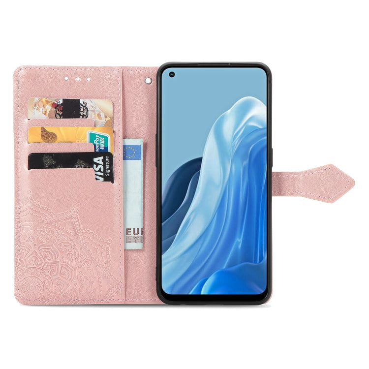 For OPPO Reno7 4G Mandala Flower Embossed Horizontal Flip Leather Phone Case