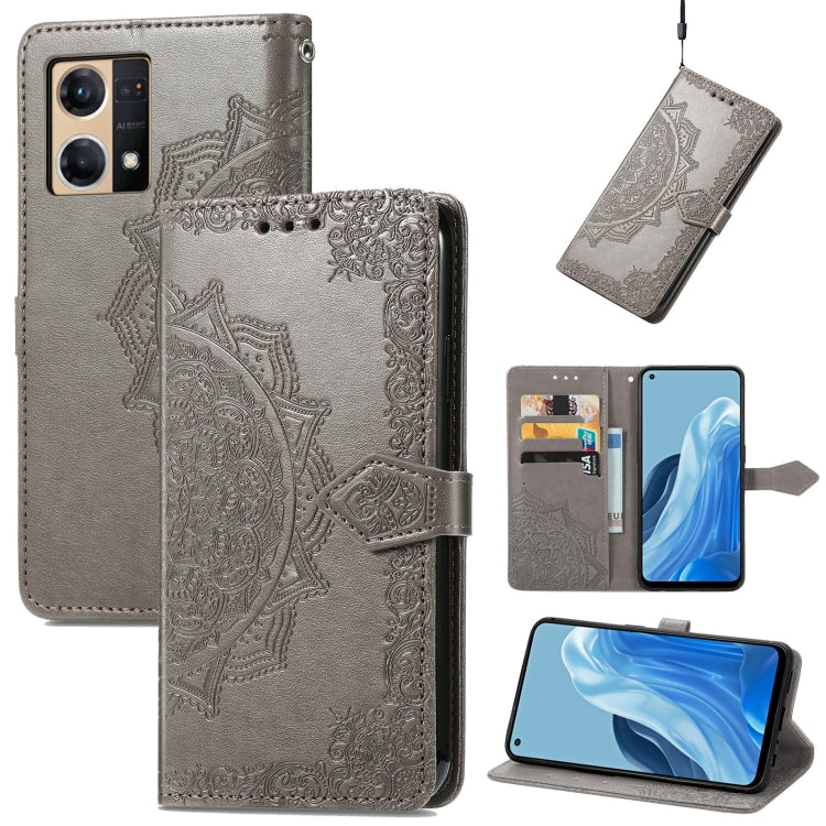 For OPPO Reno7 4G Mandala Flower Embossed Horizontal Flip Leather Phone Case