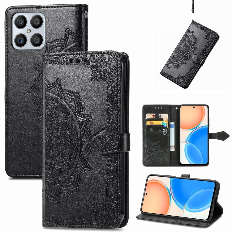 For Honor X8 Mandala Flower Embossed Horizontal Flip Leather Phone Case