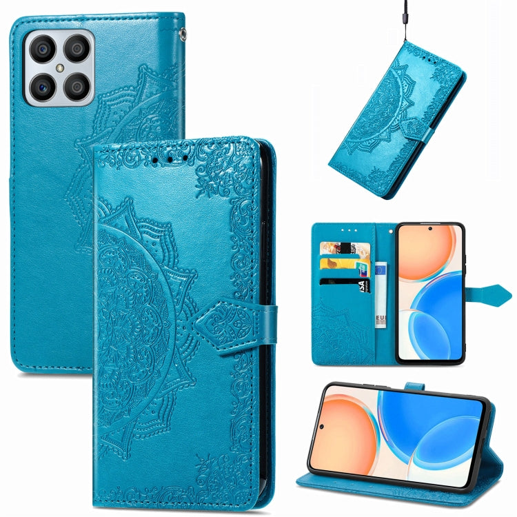 For Honor X8 Mandala Flower Embossed Horizontal Flip Leather Phone Case