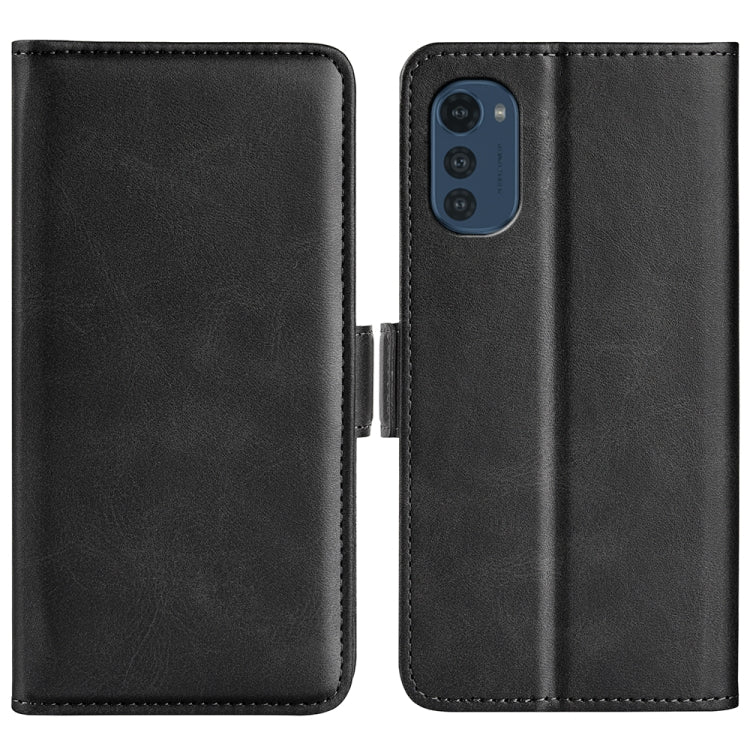 For Motorola Moto E32 4G Dual-side Magnetic Buckle Horizontal Flip Leather Phone Case