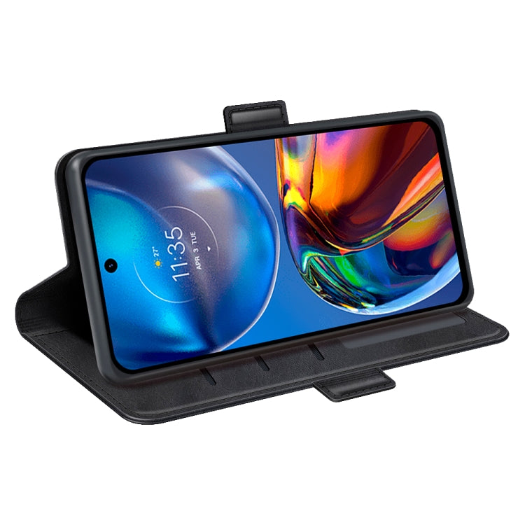 For Motorola Moto E32 4G Dual-side Magnetic Buckle Horizontal Flip Leather Phone Case