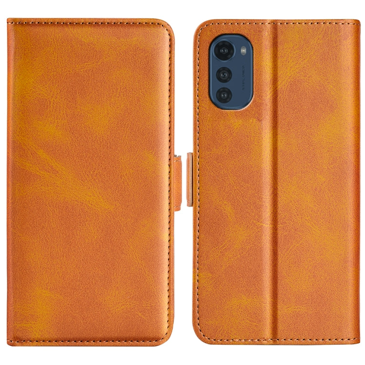 For Motorola Moto E32 4G Dual-side Magnetic Buckle Horizontal Flip Leather Phone Case