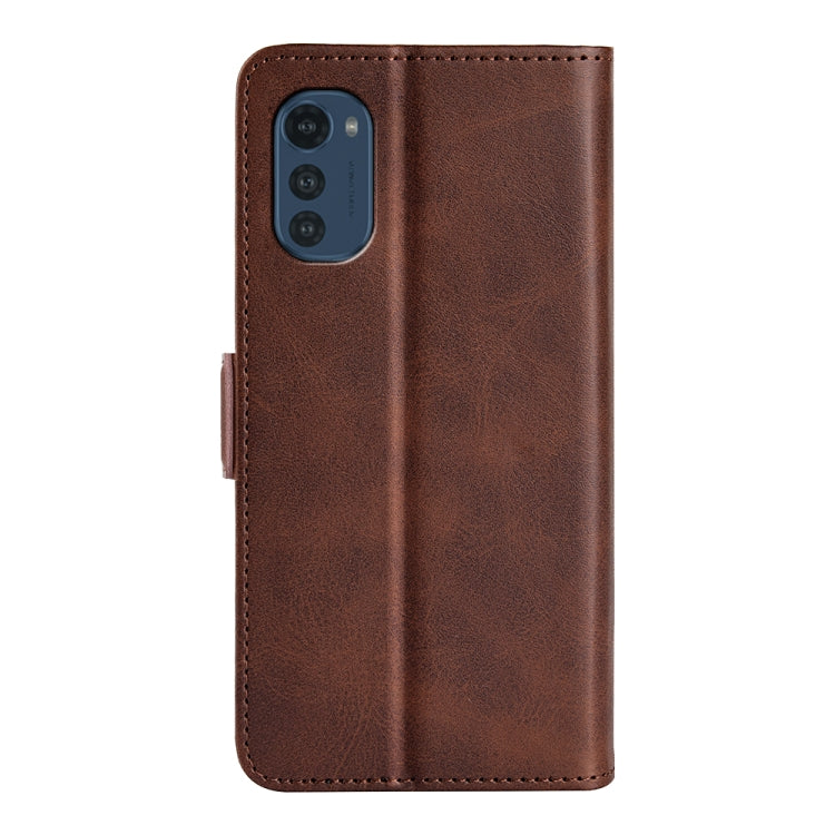 For Motorola Moto E32 4G Dual-side Magnetic Buckle Horizontal Flip Leather Phone Case