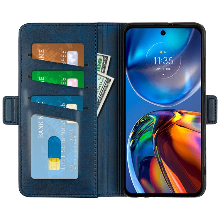 For Motorola Moto E32 4G Dual-side Magnetic Buckle Horizontal Flip Leather Phone Case