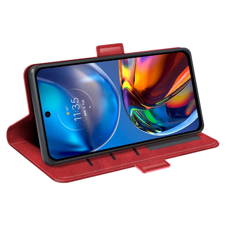 For Motorola Moto E32 4G Dual-side Magnetic Buckle Horizontal Flip Leather Phone Case