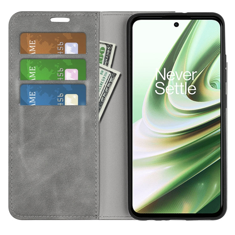 For OnePlus Ace / 10R Retro-skin Magnetic Suction Leather Phone Case