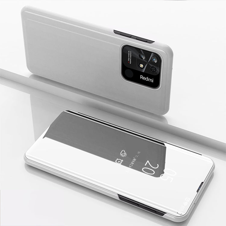 For Xiaomi Redmi 10C Plated Mirror Horizontal Flip Leather Case with Holder