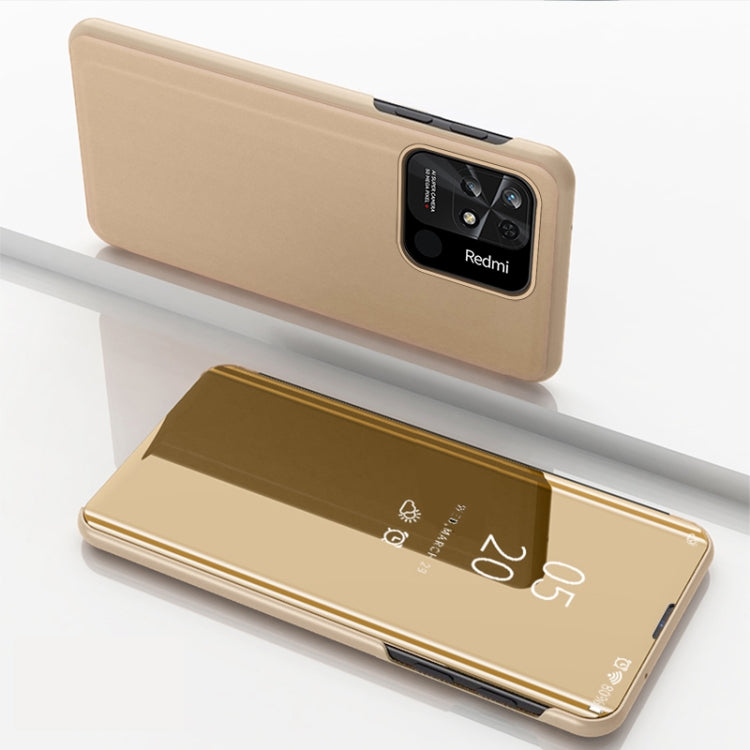 For Xiaomi Redmi 10C Plated Mirror Horizontal Flip Leather Case with Holder