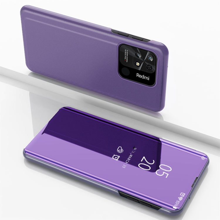 For Xiaomi Redmi 10C Plated Mirror Horizontal Flip Leather Case with Holder