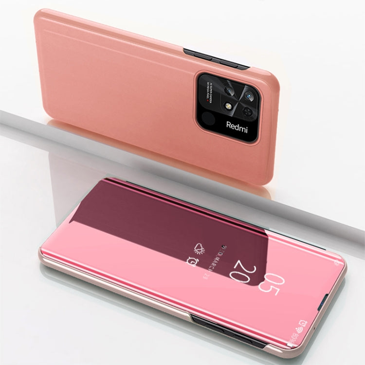 For Xiaomi Redmi 10C Plated Mirror Horizontal Flip Leather Case with Holder