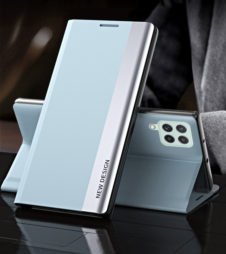 For Samsung Galaxy M33 5G Side Electroplated Adsorption Flip Leather Case