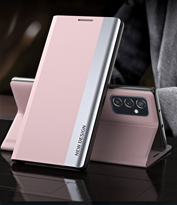 For Samsung Galaxy M23 5G Side Electroplated Adsorption Flip Leather Case