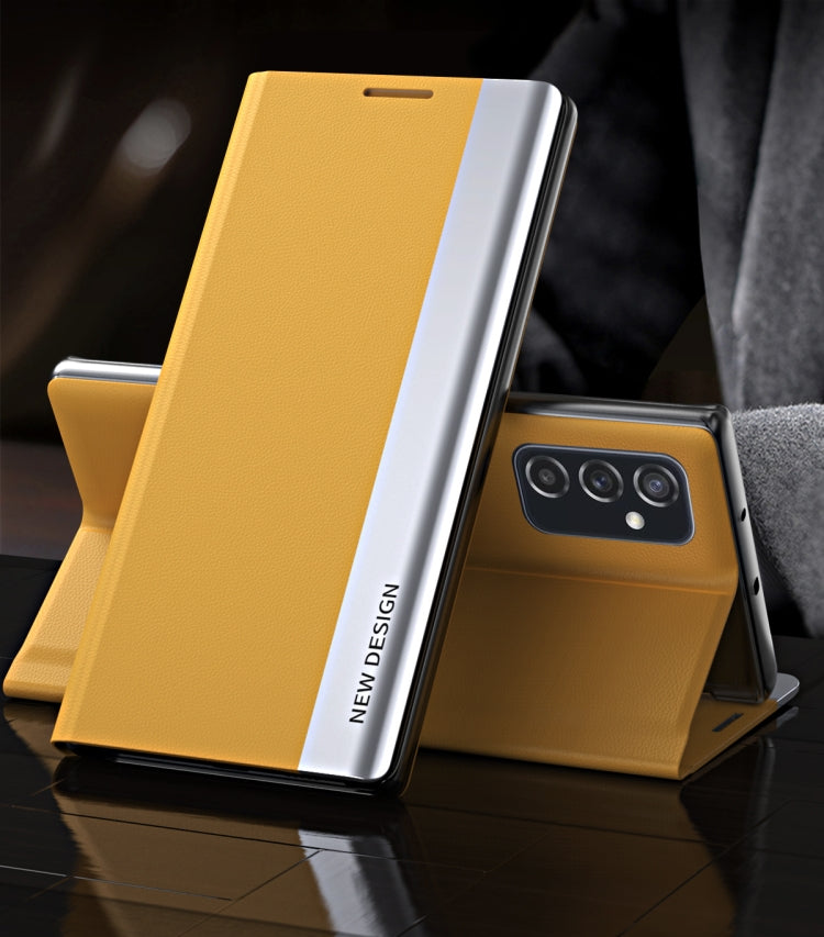 For Samsung Galaxy M23 5G Side Electroplated Adsorption Flip Leather Case