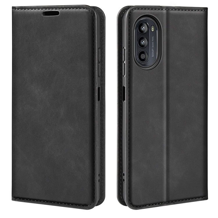 For Motorola Moto G52J 5G Retro-skin Magnetic Suction Flip Leather Phone Case