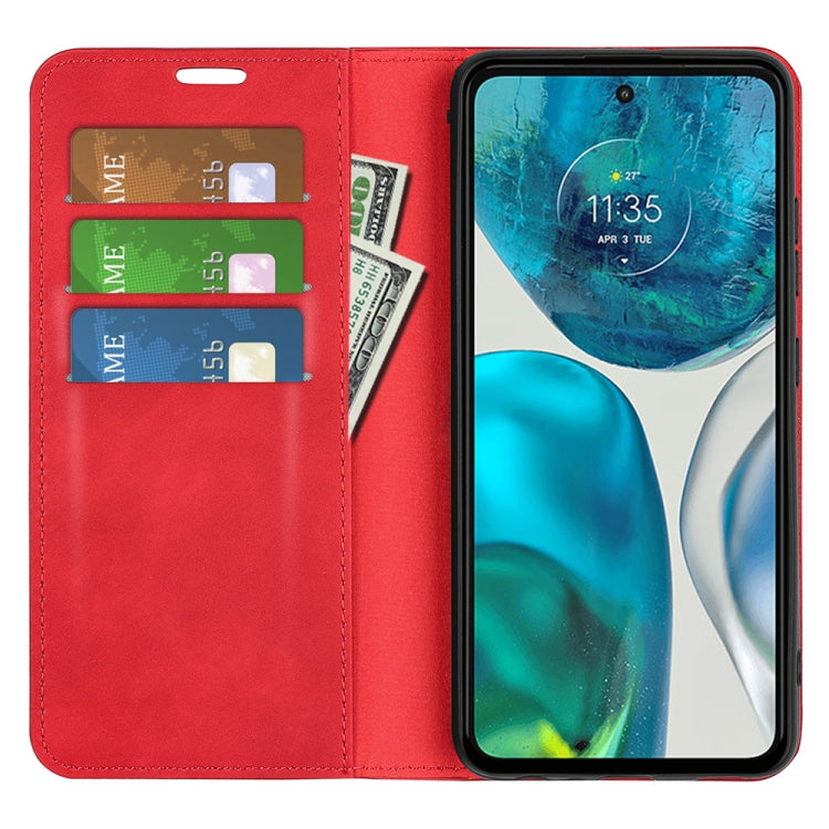 For Motorola Moto G52J 5G Retro-skin Magnetic Suction Flip Leather Phone Case