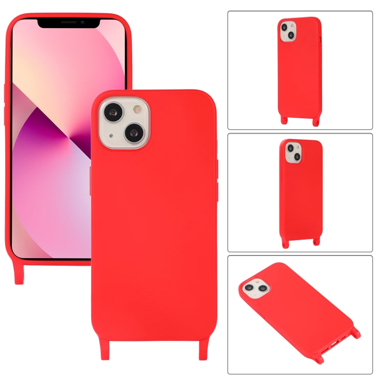 For iPhone 13 mini Crossbody Lanyard Elastic Silicone Phone Case