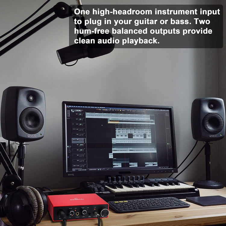 2X2 USB Recording Sound Card Recording Electric Guitar Dubbing Live