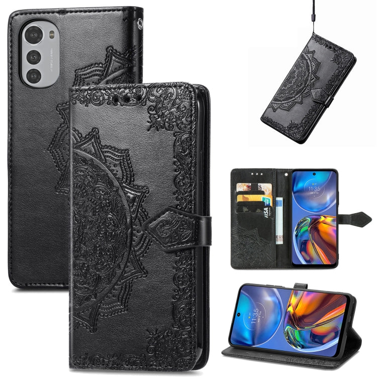 For Motorola Moto E32 Mandala Flower Embossed Horizontal Flip Leather Phone Case