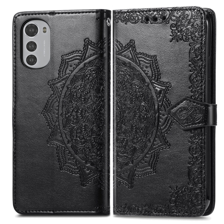 For Motorola Moto E32 Mandala Flower Embossed Horizontal Flip Leather Phone Case
