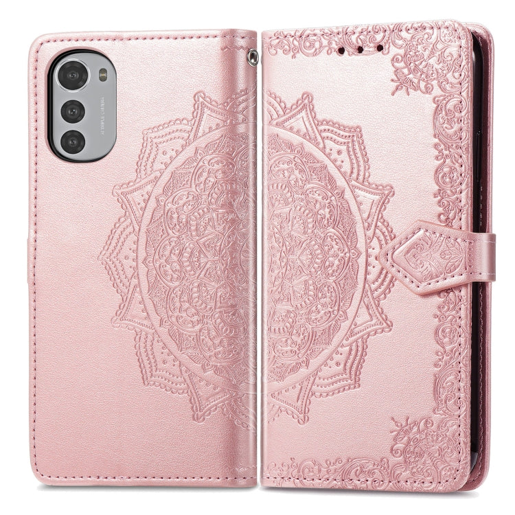 For Motorola Moto E32 Mandala Flower Embossed Horizontal Flip Leather Phone Case