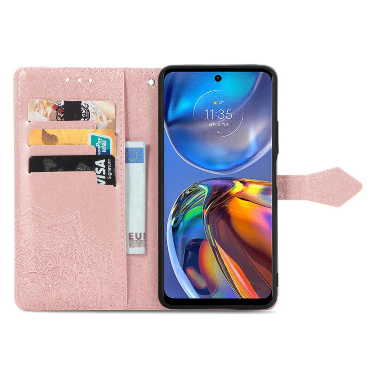 For Motorola Moto E32 Mandala Flower Embossed Horizontal Flip Leather Phone Case