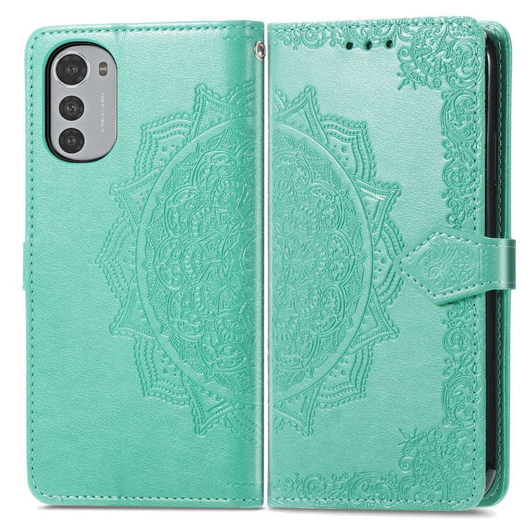 For Motorola Moto E32 Mandala Flower Embossed Horizontal Flip Leather Phone Case