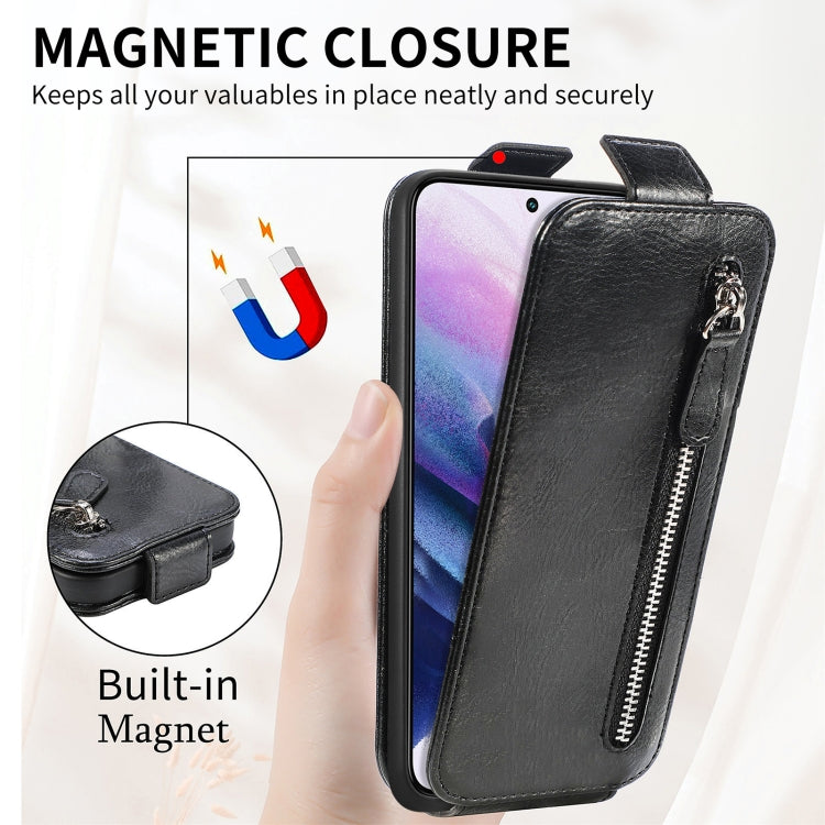 For Samsung Galaxy S22 5G Zipper Wallet Vertical Flip Leather Phone Case