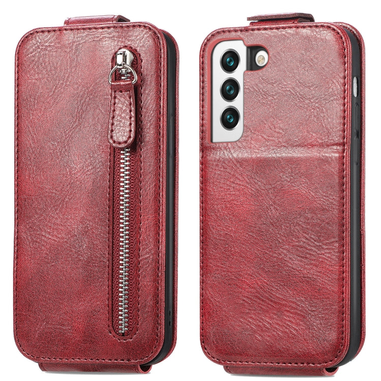 For Samsung Galaxy S22 5G Zipper Wallet Vertical Flip Leather Phone Case