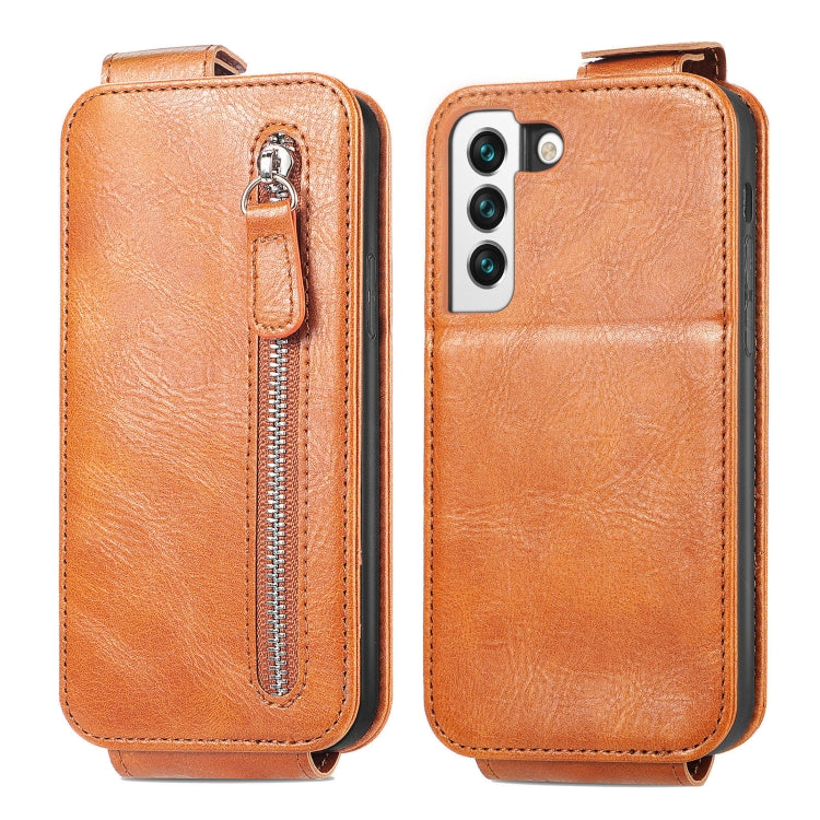 For Samsung Galaxy S22 5G Zipper Wallet Vertical Flip Leather Phone Case