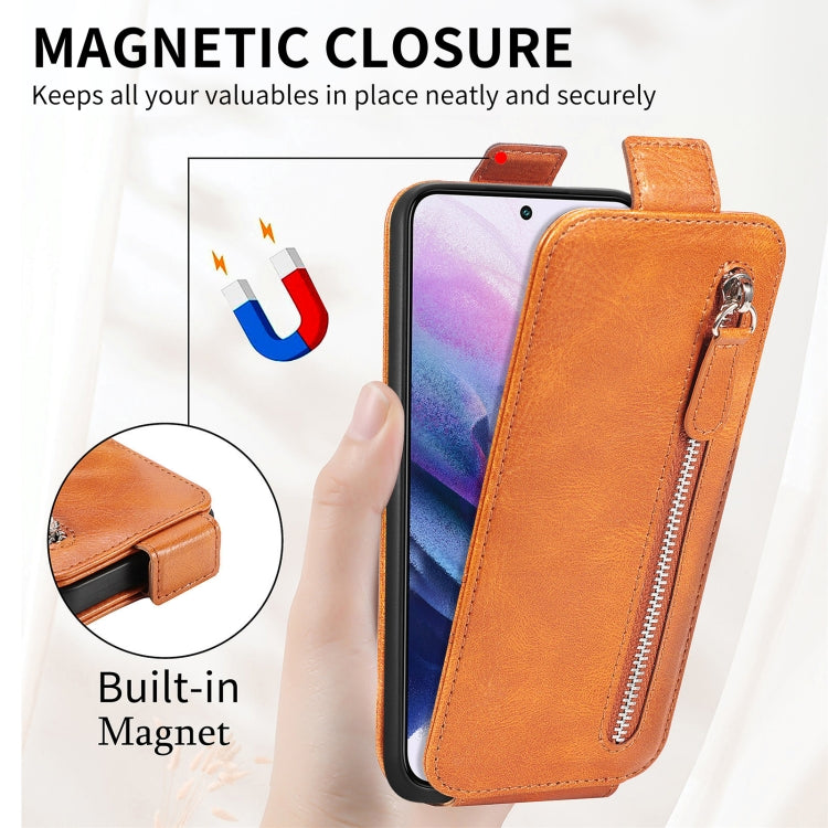 For Samsung Galaxy S22 5G Zipper Wallet Vertical Flip Leather Phone Case