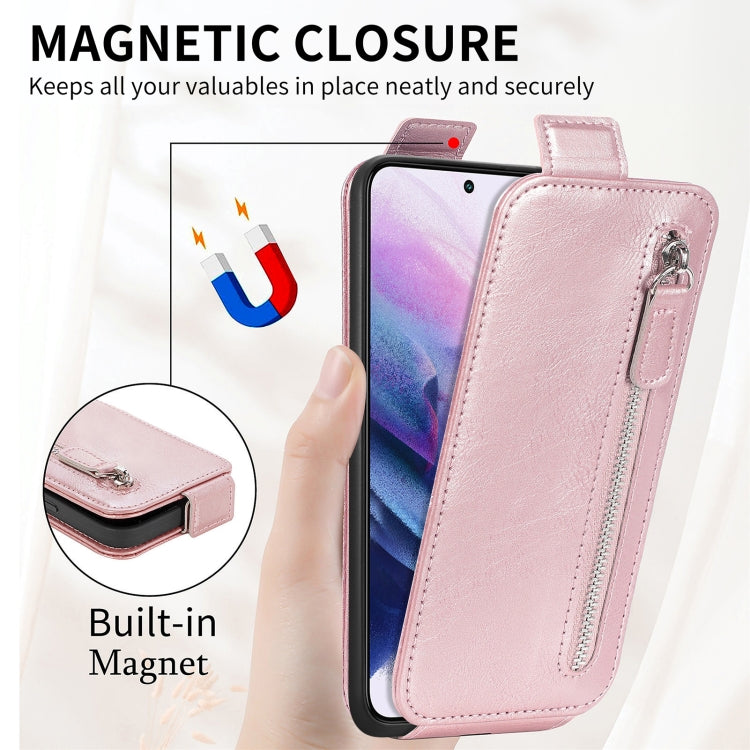 For Samsung Galaxy S22 5G Zipper Wallet Vertical Flip Leather Phone Case
