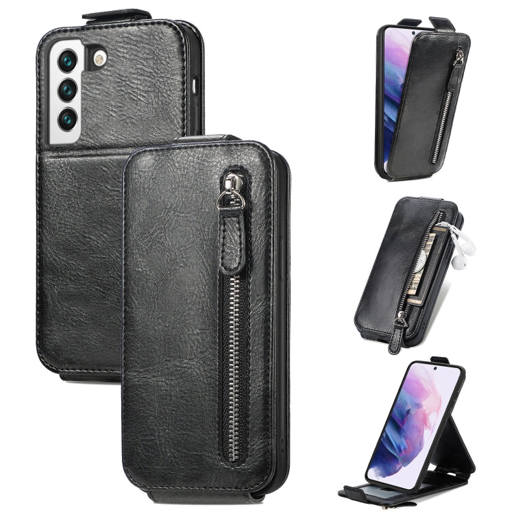 For Samsung Galaxy S22 Plus 5G Zipper Wallet Vertical Flip Leather Phone Case