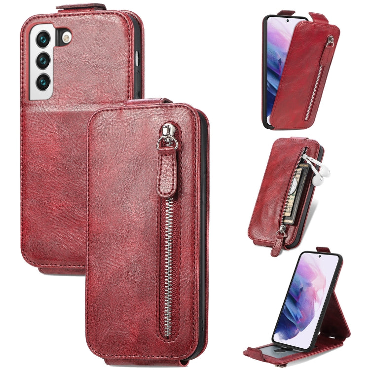 For Samsung Galaxy S22 Plus 5G Zipper Wallet Vertical Flip Leather Phone Case