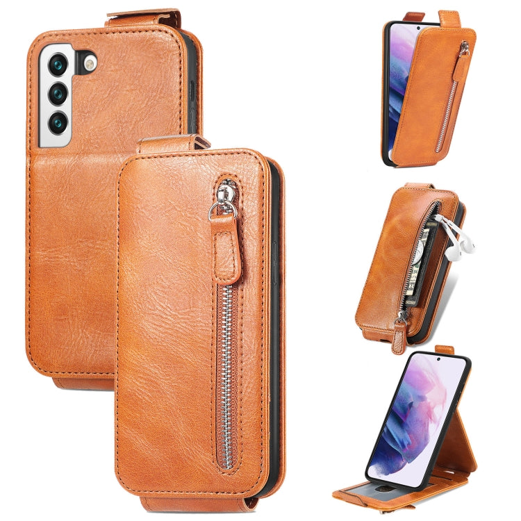 For Samsung Galaxy S22 Plus 5G Zipper Wallet Vertical Flip Leather Phone Case