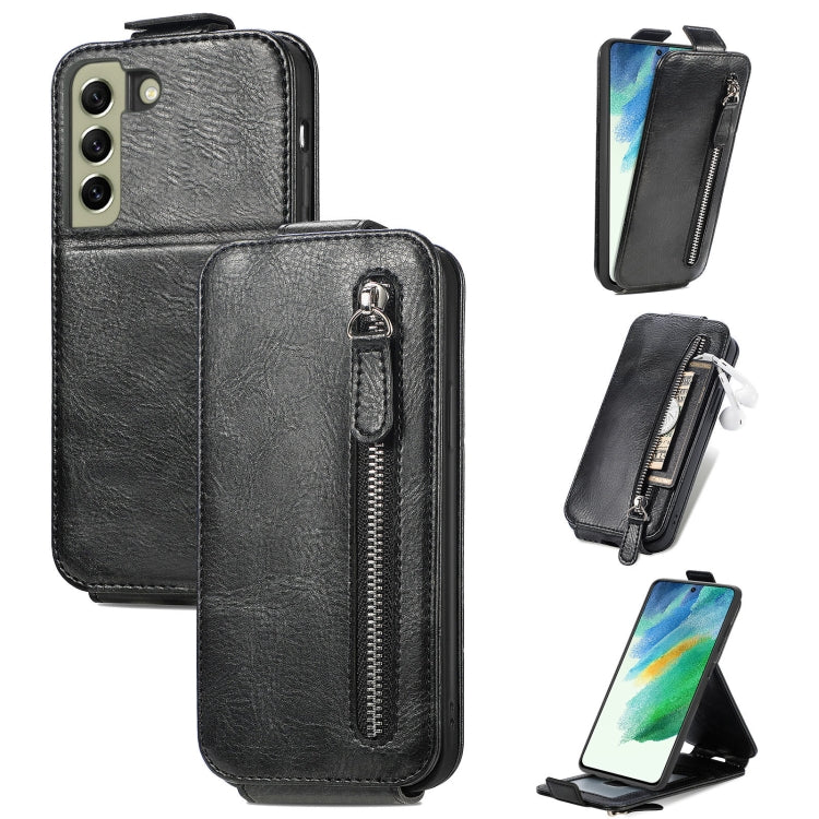 For Samsung Galaxy S21 FE 5G Zipper Wallet Vertical Flip Leather Phone Case