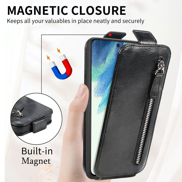 For Samsung Galaxy S21 FE 5G Zipper Wallet Vertical Flip Leather Phone Case