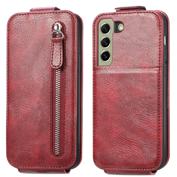 For Samsung Galaxy S21 FE 5G Zipper Wallet Vertical Flip Leather Phone Case