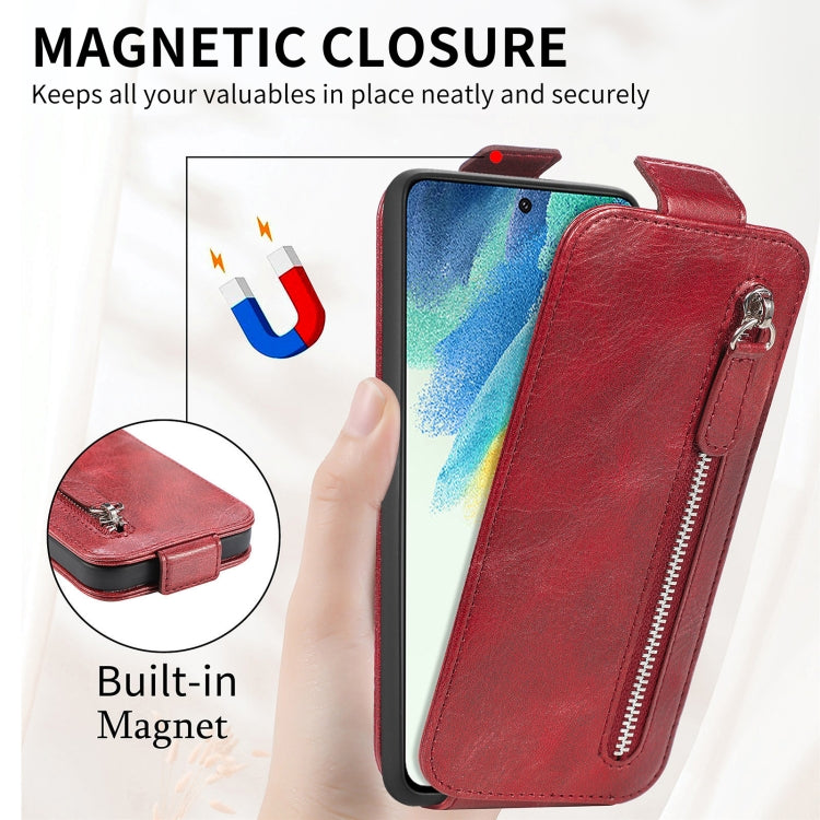 For Samsung Galaxy S21 FE 5G Zipper Wallet Vertical Flip Leather Phone Case