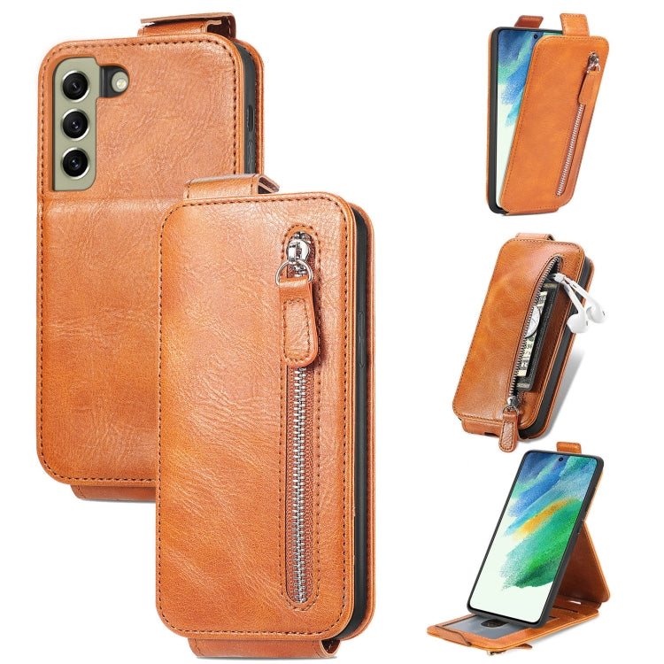 For Samsung Galaxy S21 FE 5G Zipper Wallet Vertical Flip Leather Phone Case
