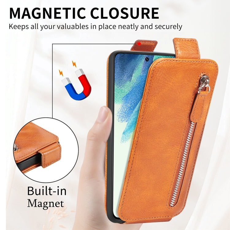 For Samsung Galaxy S21 FE 5G Zipper Wallet Vertical Flip Leather Phone Case