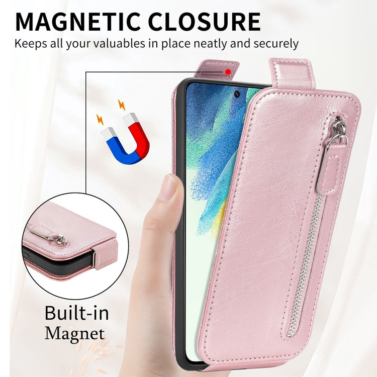 For Samsung Galaxy S21 FE 5G Zipper Wallet Vertical Flip Leather Phone Case