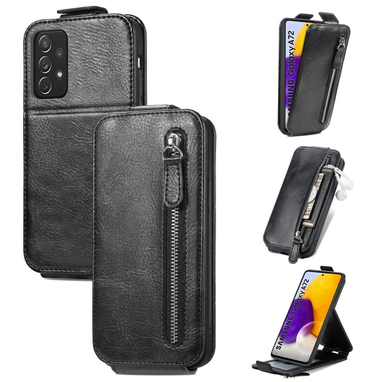 For Samsung Galaxy A72 5G / 4G Zipper Wallet Vertical Flip Leather Phone Case