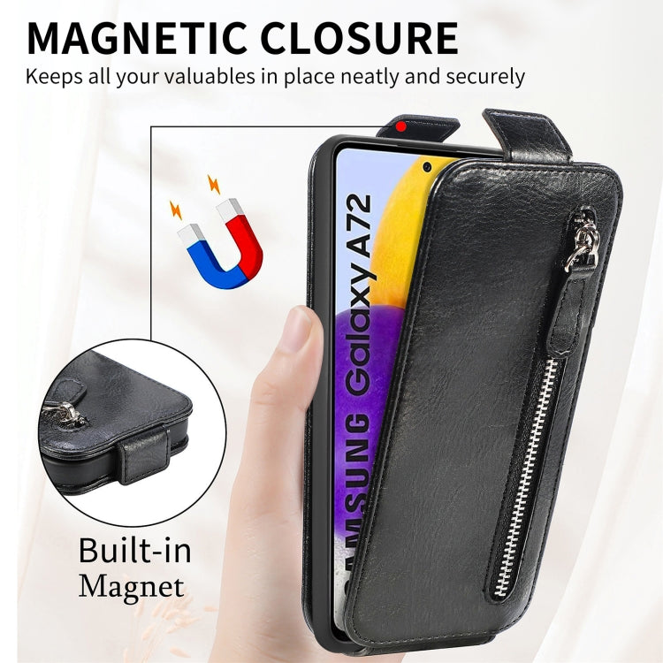 For Samsung Galaxy A72 5G / 4G Zipper Wallet Vertical Flip Leather Phone Case