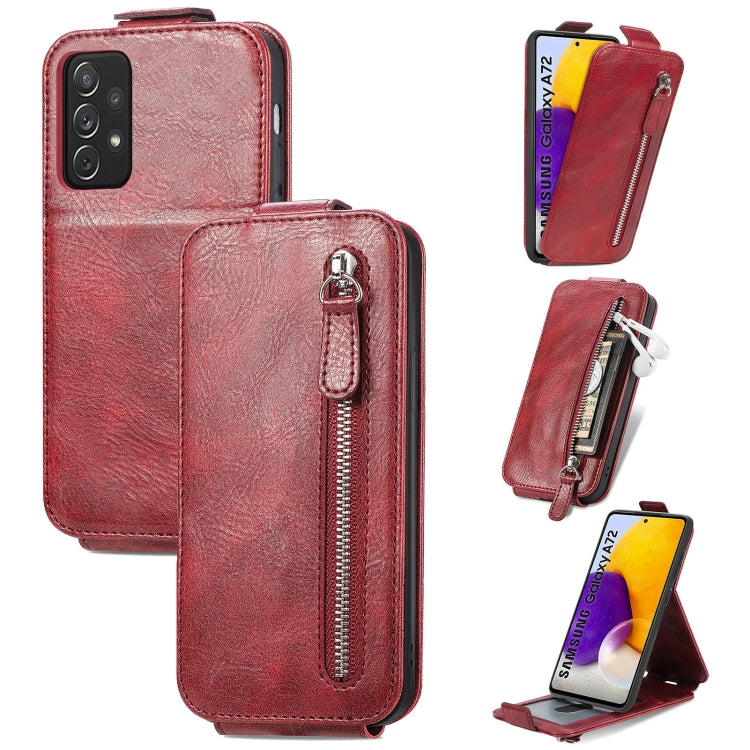 For Samsung Galaxy A72 5G / 4G Zipper Wallet Vertical Flip Leather Phone Case