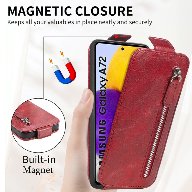 For Samsung Galaxy A72 5G / 4G Zipper Wallet Vertical Flip Leather Phone Case