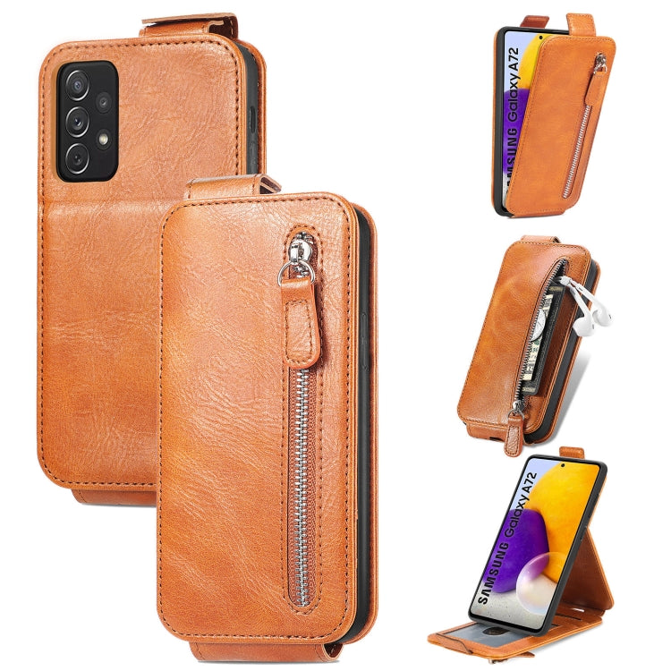 For Samsung Galaxy A72 5G / 4G Zipper Wallet Vertical Flip Leather Phone Case