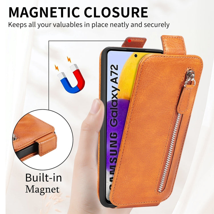 For Samsung Galaxy A72 5G / 4G Zipper Wallet Vertical Flip Leather Phone Case