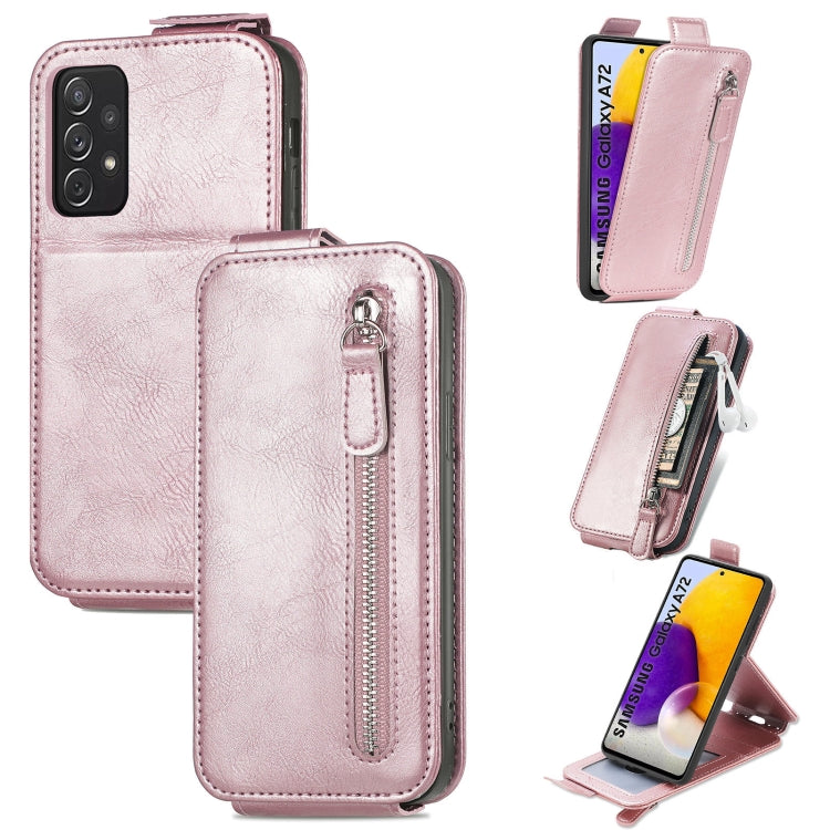 For Samsung Galaxy A72 5G / 4G Zipper Wallet Vertical Flip Leather Phone Case