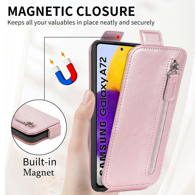 For Samsung Galaxy A72 5G / 4G Zipper Wallet Vertical Flip Leather Phone Case